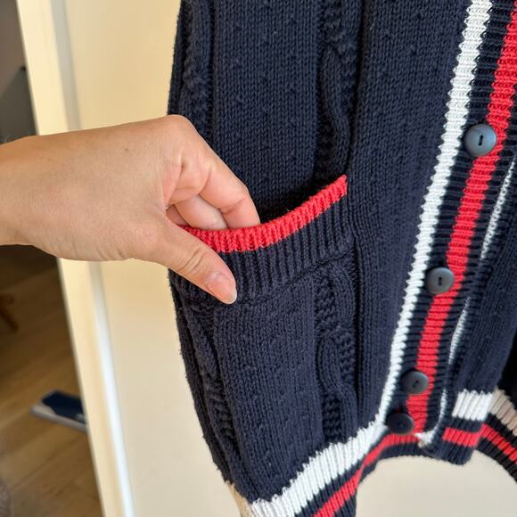 Vintage Best American Clothing Co. Cable-Knit Button Front Cardigan Blue M - Picture 6 of 7